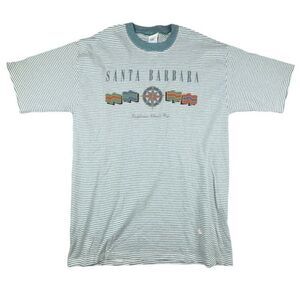 Vintage Santa Barbara T Shirt Mens Size Large 90s Travel Striped Made In USA